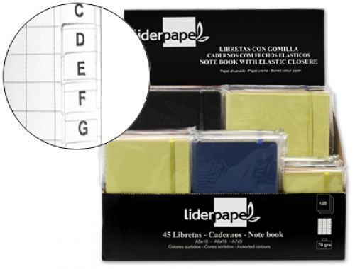 Exp.45 livros apontamentos com indice quadriculado-sortidos , Liderpapel , 37499 , 8423473866799